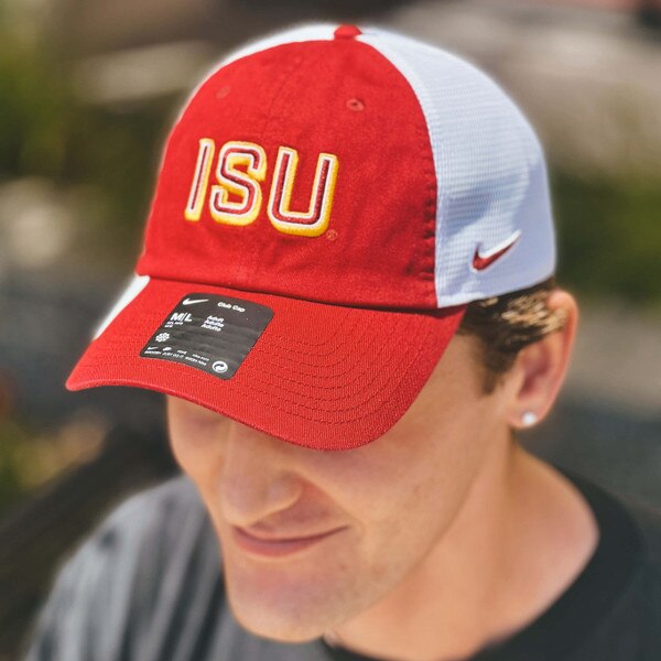 Nike® ISU Woven Emblem Cardinal & White Trucker Hat
